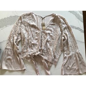 Lace Bell Sleeve Crop Top